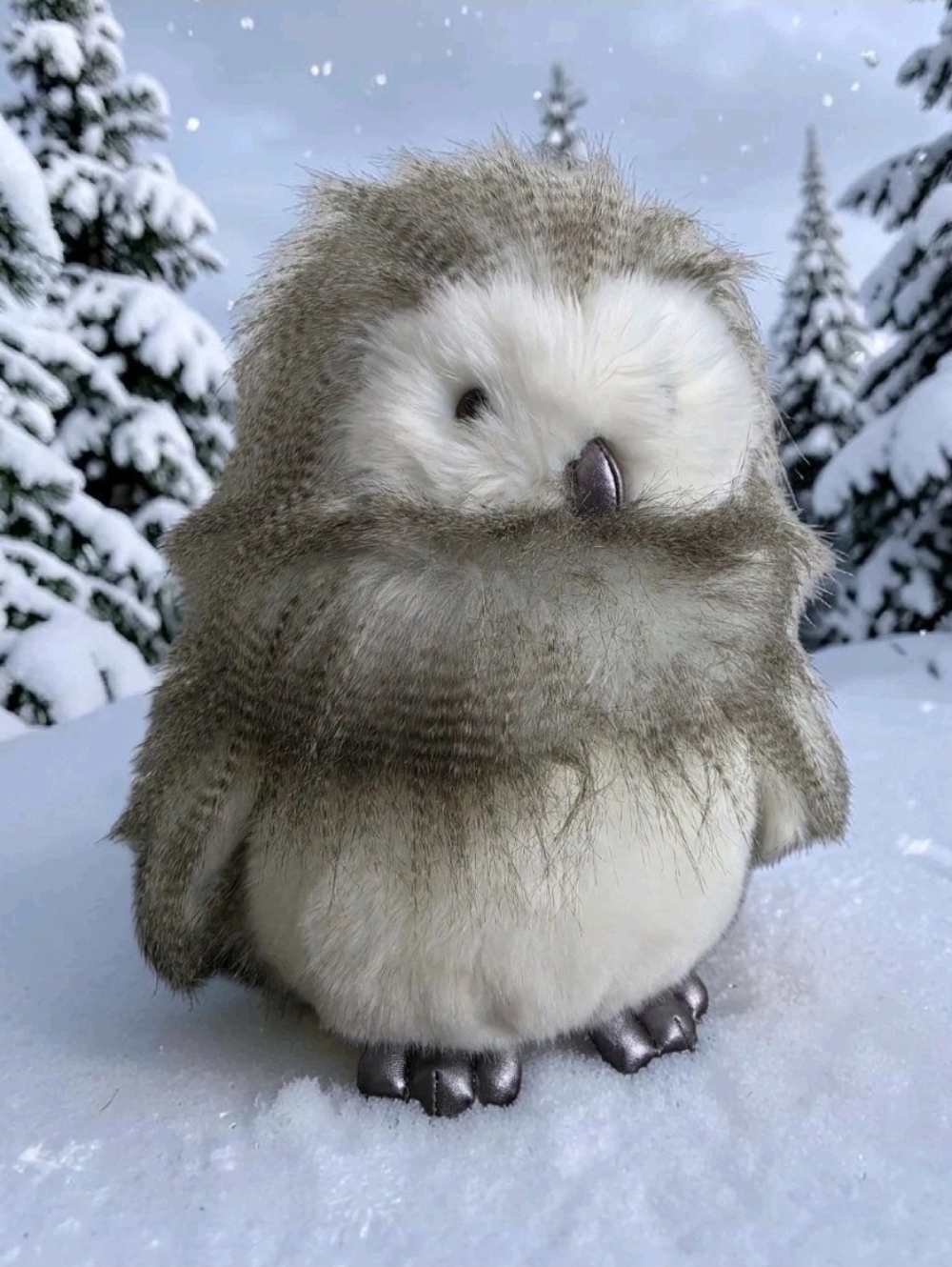 GUND Fab Pals Hibou Owl Plush 11" Gray White Stuffed Soft Animal Bird Toy